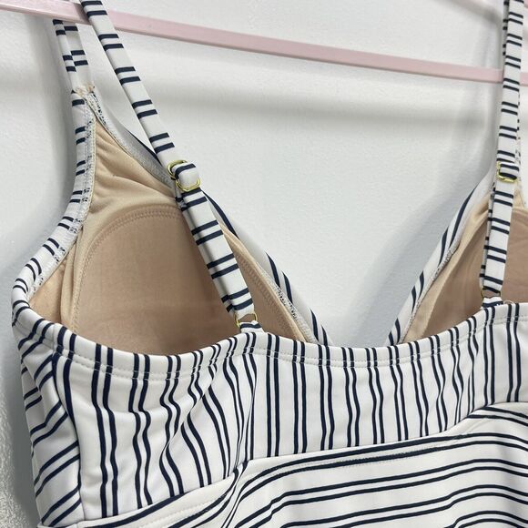 Women's One Piece Swimsuit - Kona Sol, navy blue & White Stripe, L modest - Picture 4 of 7